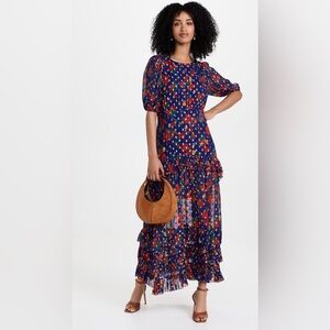 RIXO Shireen Dress in Havana Floral Indigo